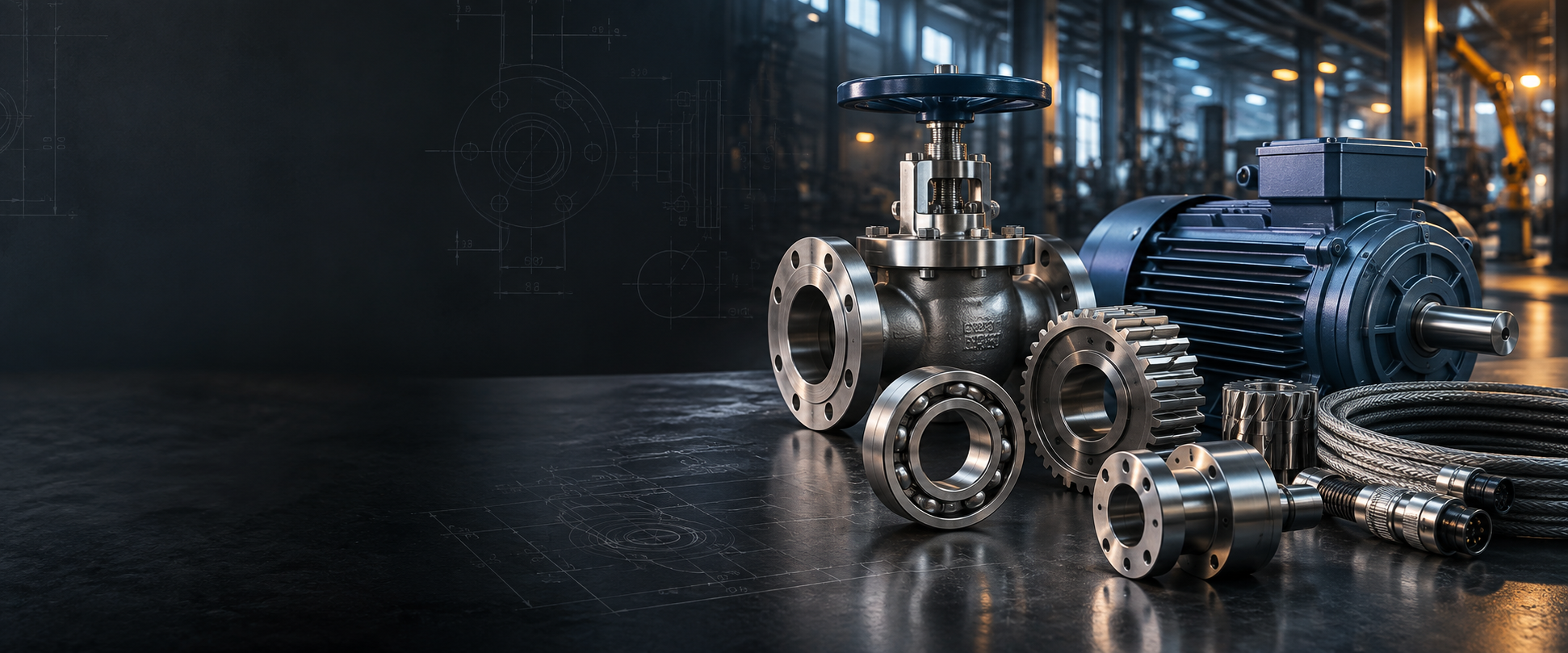Industrial motor, valve, bearing and engineered components